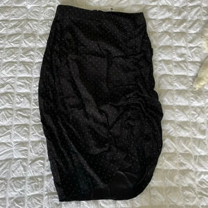 Alexis black Polka dot ruched midi skirt